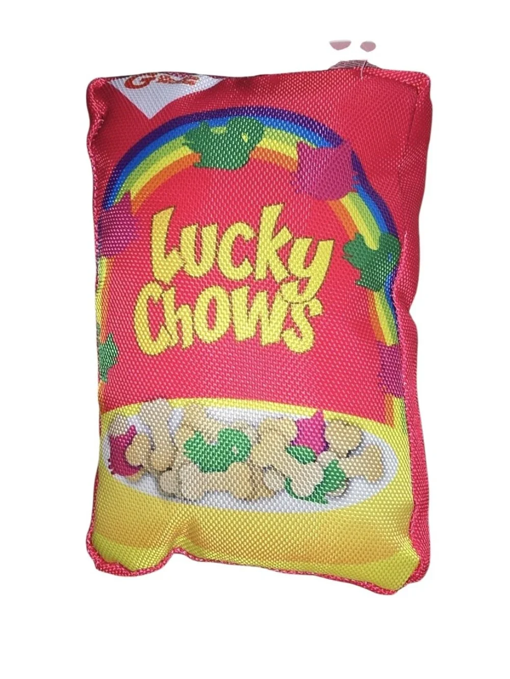 Lucky Chows Red Fun Food Dog Toy with Squeaker